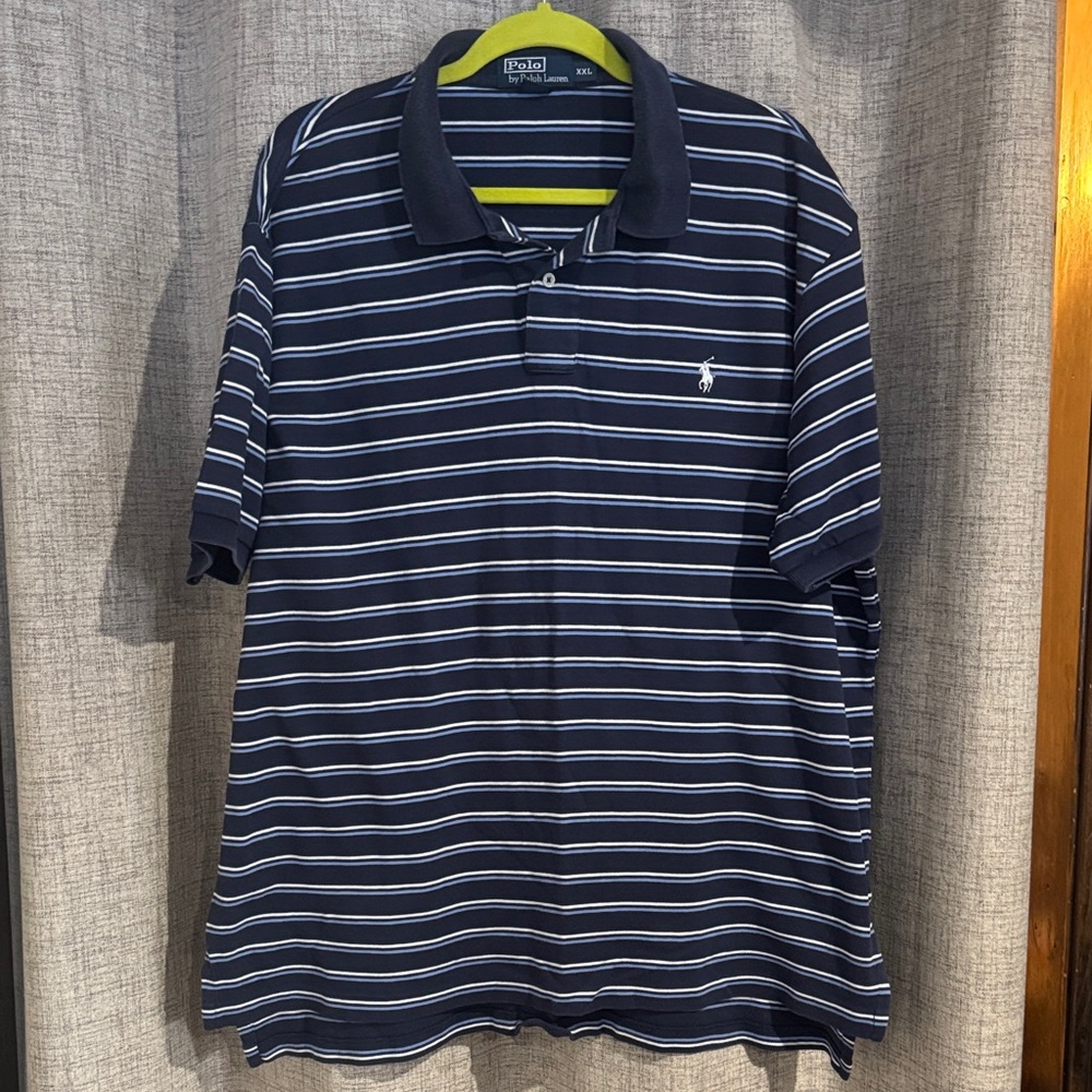 Polo by Ralph Lauren Men's Navy and White Striped Polo Shirt